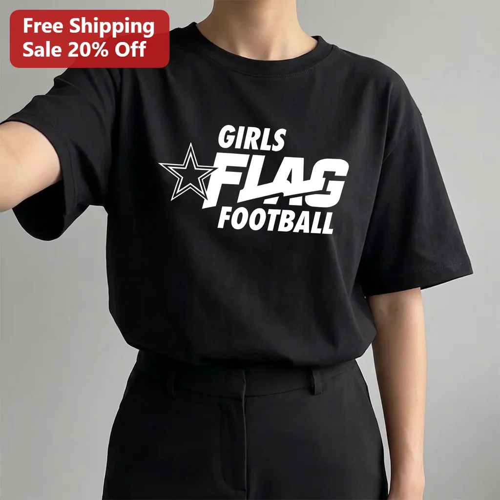 Girls Flag Football Tee, Athletic Team Sport Shirt Gift for Female Players, Kids and Football Moms