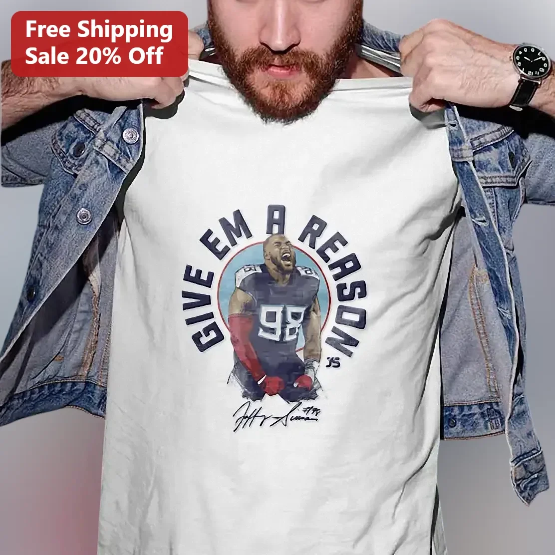 Give Em A Reason Justin Simmons Denver Broncos NFL Football Player Signature Graphic Tee
