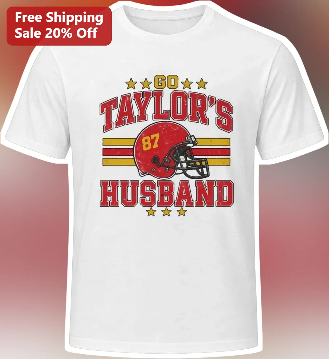 Go Husband Retro Football Helmet Graphic Tee Personalized Gift for Men