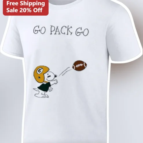 Go Pack Go Snoopy Green Bay Packers Fan Graphic Tee