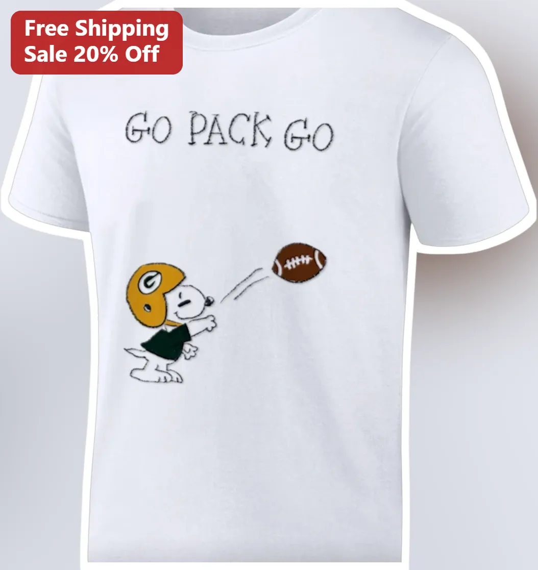 Go Pack Go Snoopy Green Bay Packers Fan Graphic Tee
