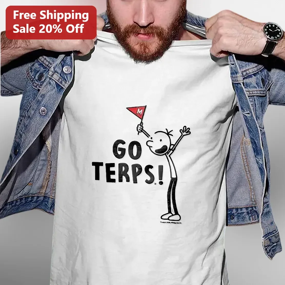 GO TERPS! Dog Man Maryland Terrapins Graphic Tee