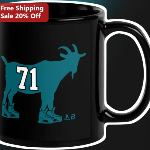 Goat Ice Skating Hockey Mug Personalized Number Custom Name Black Ceramic Gift for Players