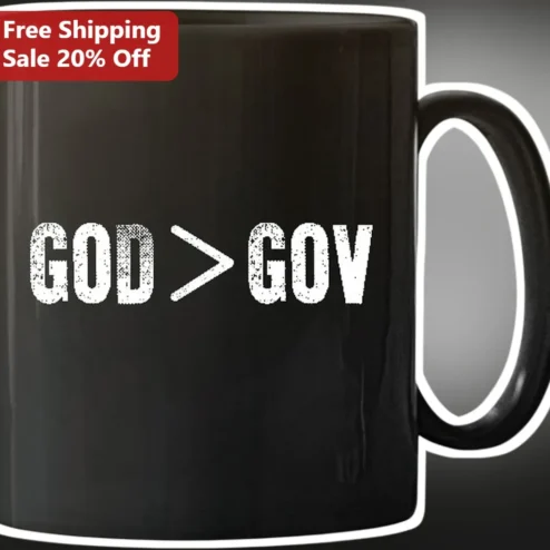 God Gov Mug Faith Over Government Christian Ceramic Coffee Cup Gift for Men Women