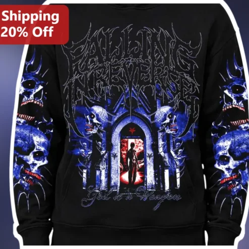 God Is A Weapon Hoodie Falling In Reverse Marilyn Manson Collab Dark Gothic Skull Graphic Sweatshirt for Rock Fans