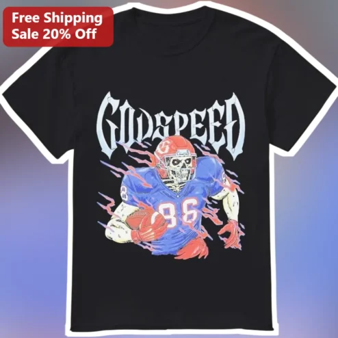 GODSPEED Skeleton Football Player Graphic Tee Vintage Lightning Bolt Streetwear Shirt