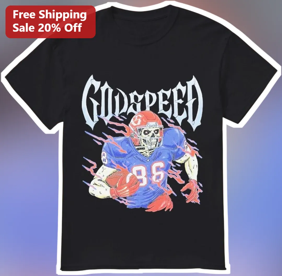 GODSPEED Skeleton Football Player Graphic Tee Vintage Lightning Bolt Streetwear Shirt