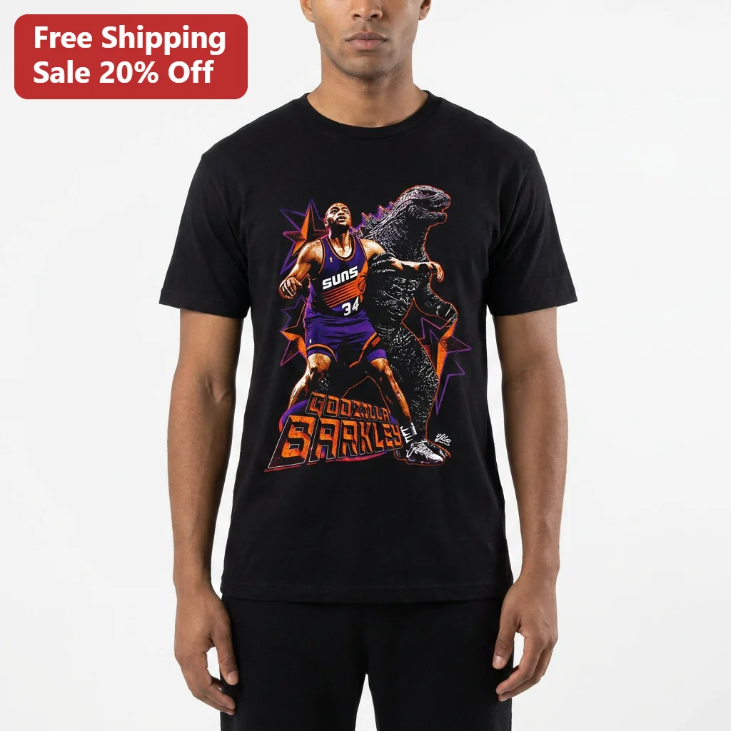 Godzilla Barkley Tee Vintage 90s Charles Barkley Phoenix Suns Basketball Graphic Shirt