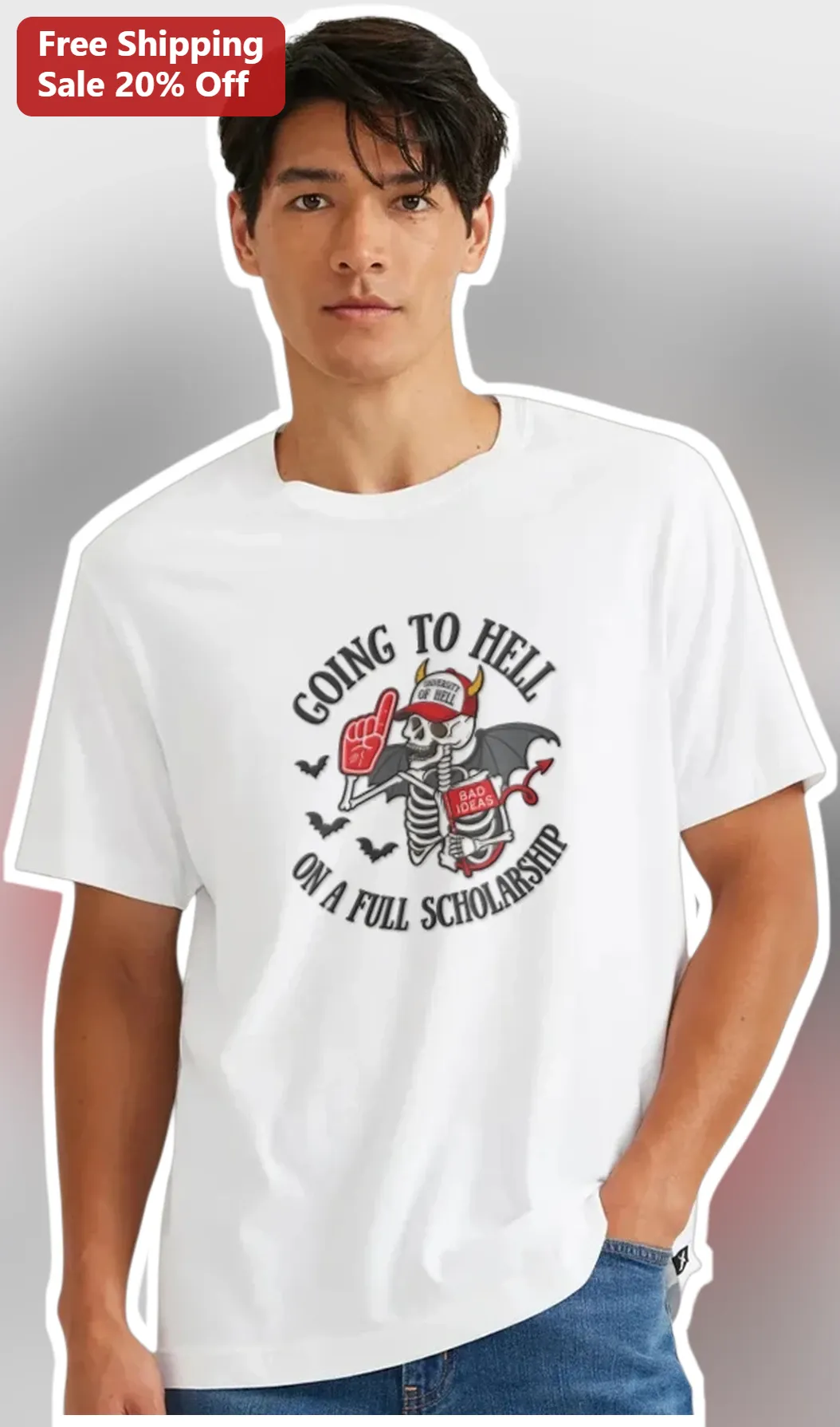 Going To Hell On A Full Scholarship University Of Hell Bad Ideas Graphic Tee