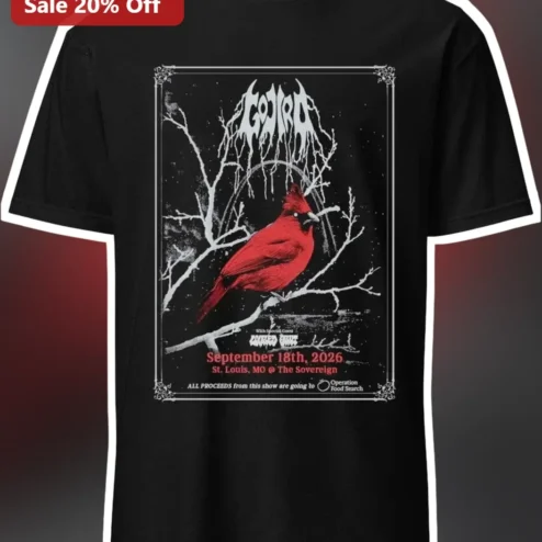 Gojira Band Logo Tee Red Cardinal Bird Metal Music Merch Gift