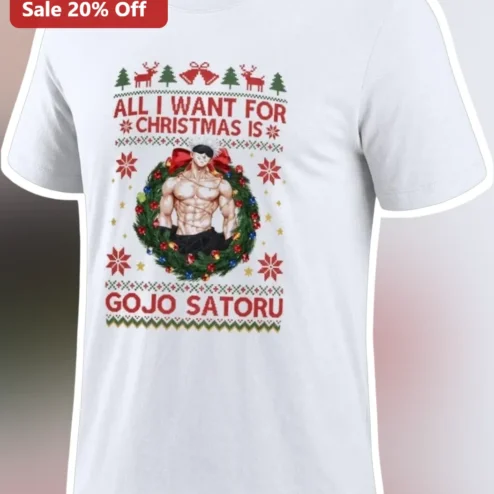 Gojo Satoru Christmas Ugly Sweater Tee All I Want For Christmas Is You Jujutsu Kaisen Anime Holiday Gift