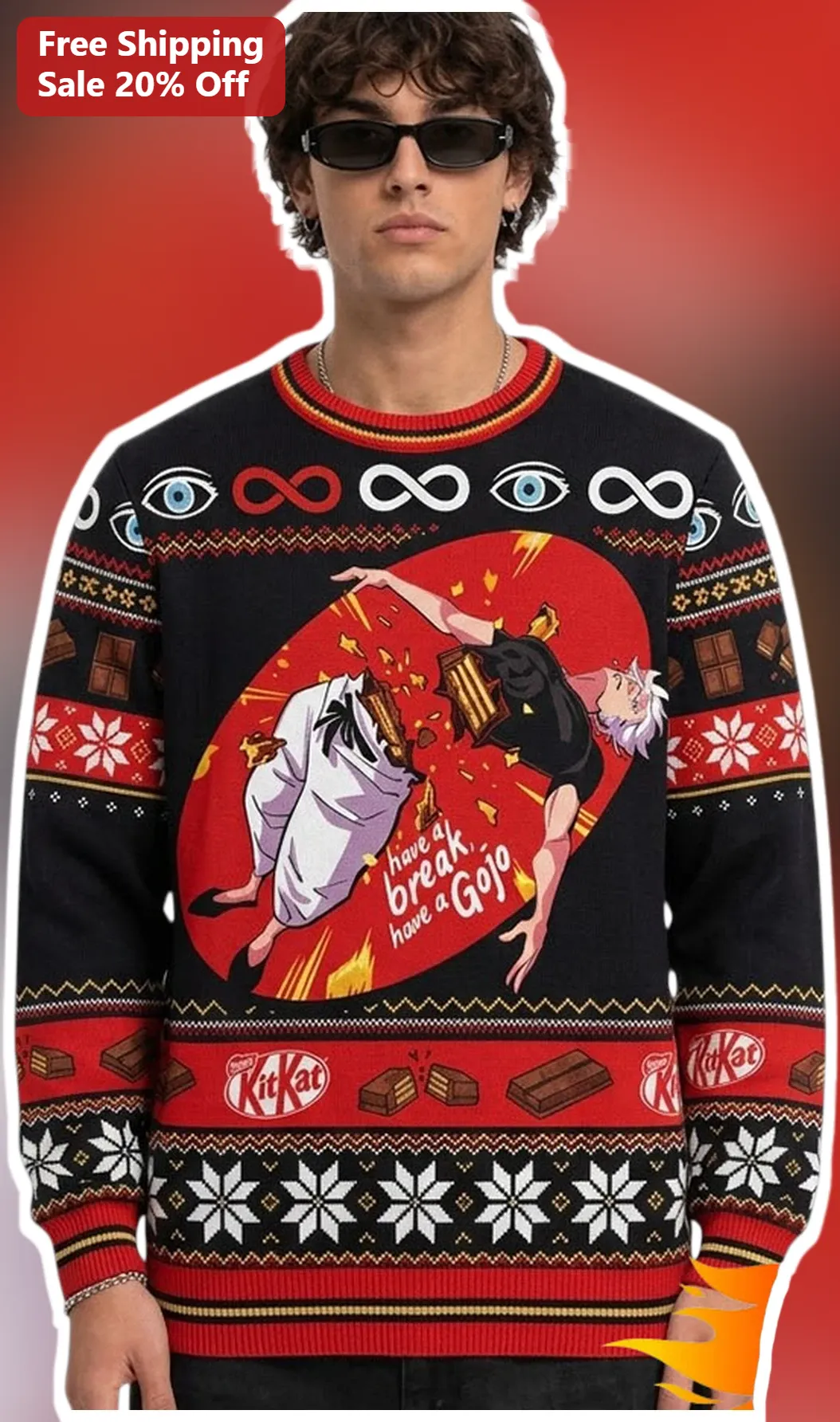 Gojo Satoru Have A Break Ugly Christmas Sweater Jujutsu Kaisen Anime Gift