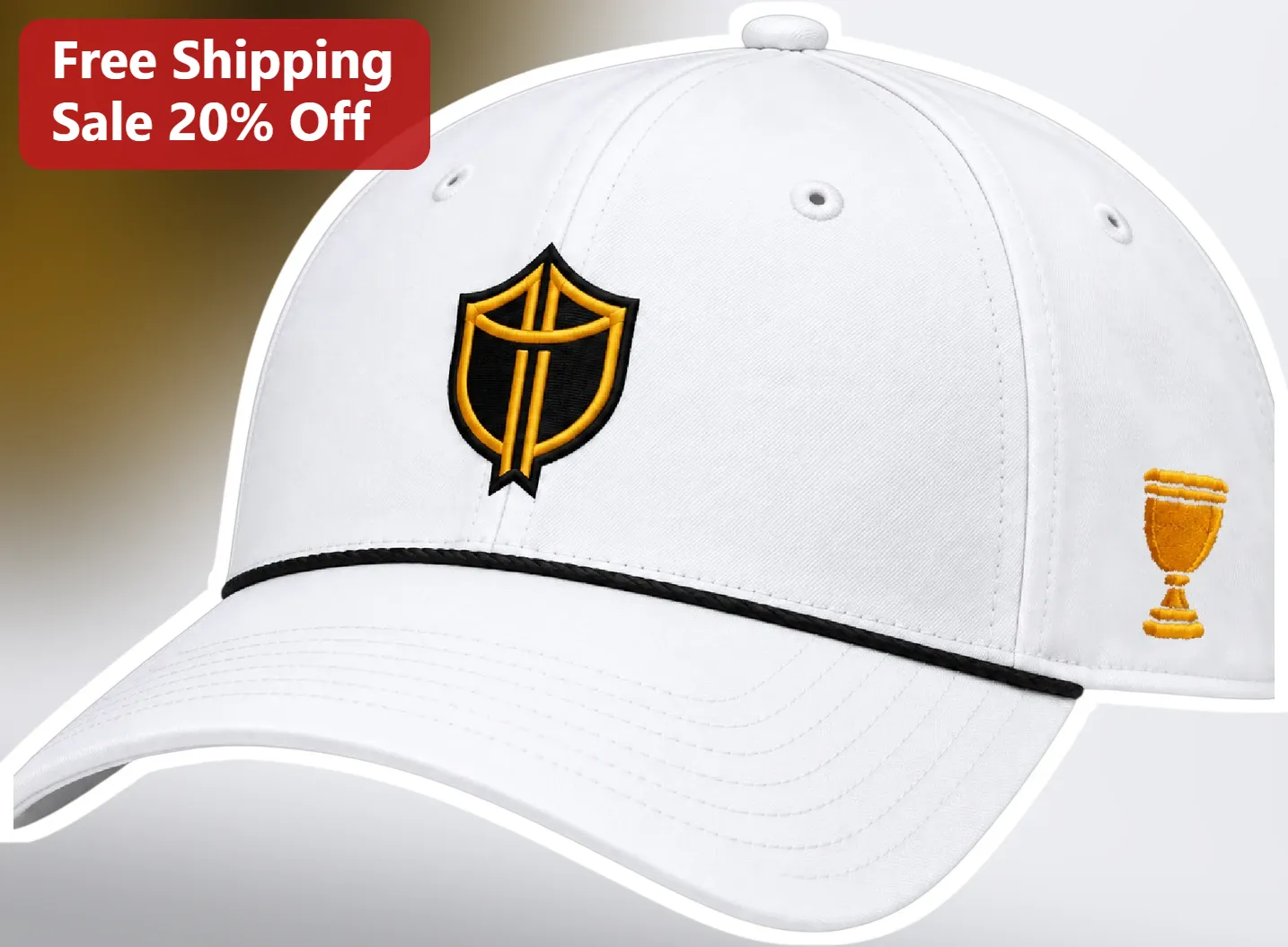 Gold Shield Trophy Hat Embroidered Championship Cap for Men Sports Fans