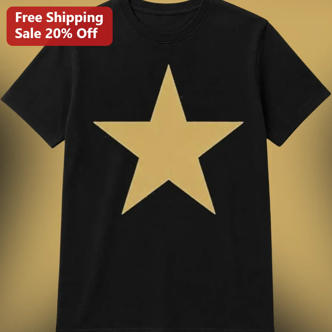 Gold Star Graphic Tee Black Minimalist Celestial Star Print Shirt Gift for Star Lovers