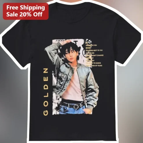 Golden Army Jungkook BTS Tee Kpop Idol Graphic T-Shirt for Men Women
