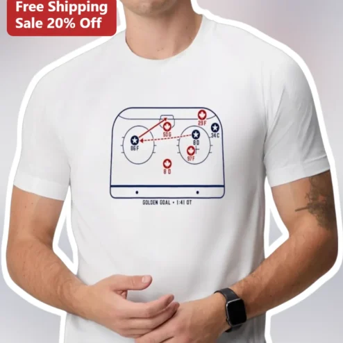 Golden Goal 1:41 OT Hockey Play Diagram Tee