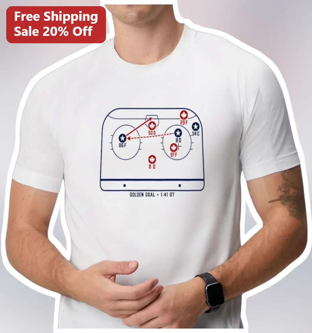 Golden Goal 1:41 OT Hockey Play Diagram Tee