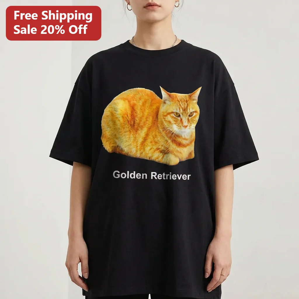Golden Retriever Tee Funny Orange Cat Loaf Meme Shirt Gift for Cat Lovers