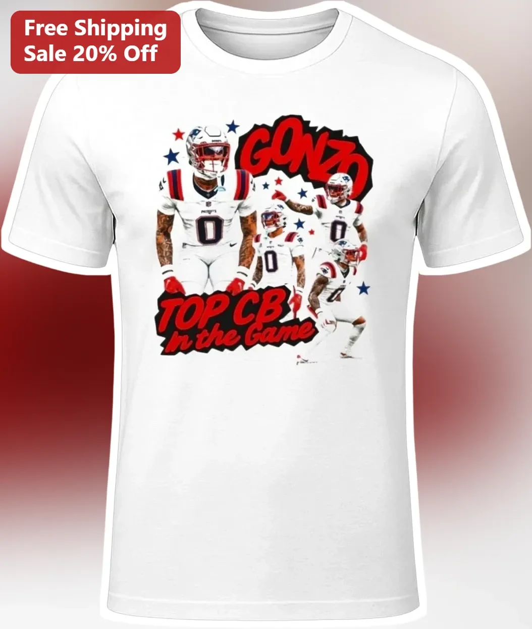 Gonzo Top CB In The Game Christian Gonzalez Patriots Tee