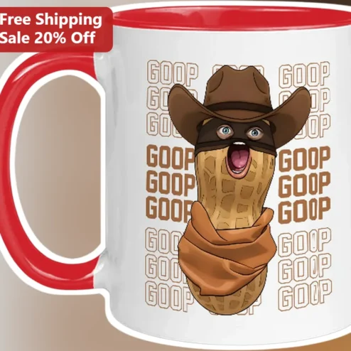 GOOP Mug Funny Peanut Cowboy Novelty Ceramic Coffee Cup Gift for Food Lovers