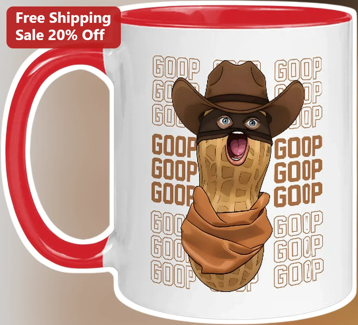 GOOP Mug Funny Peanut Cowboy Novelty Ceramic Coffee Cup Gift for Food Lovers