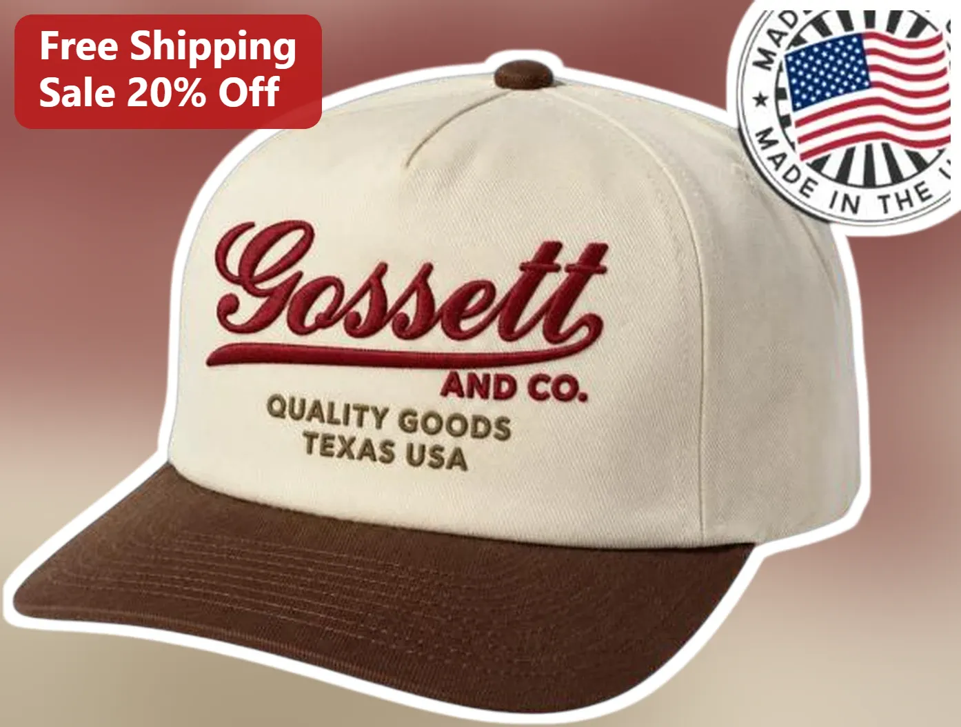 Gossett And Co Quality Goods Texas USA Hat Vintage Dad Cap For Men Women