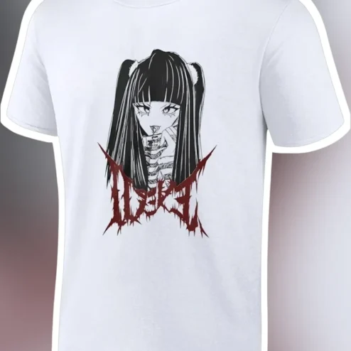Gothic Anime Girl Bandage Tee Creepy Cute Dark Manga Illustration Graphic T-Shirt for Women Men