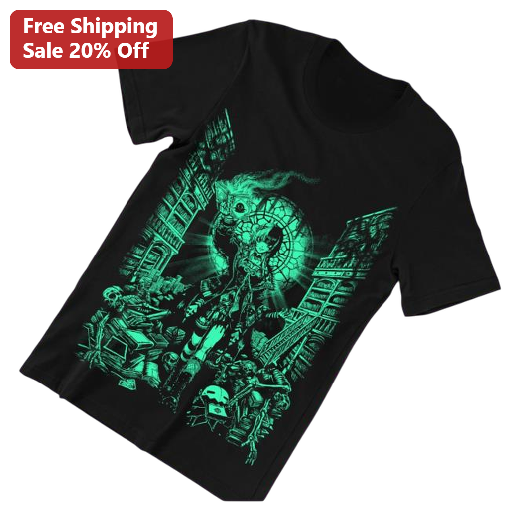 Gothic Library Anime Girl Tee Dark Academia Graphic Shirt