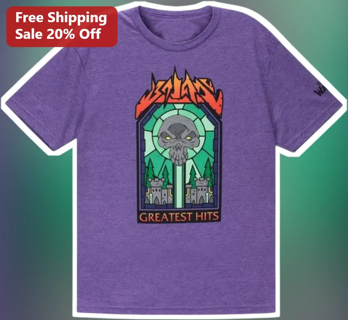 Greatest Hits Stained Glass Skull Heavy Metal Gothic Rock Tee
