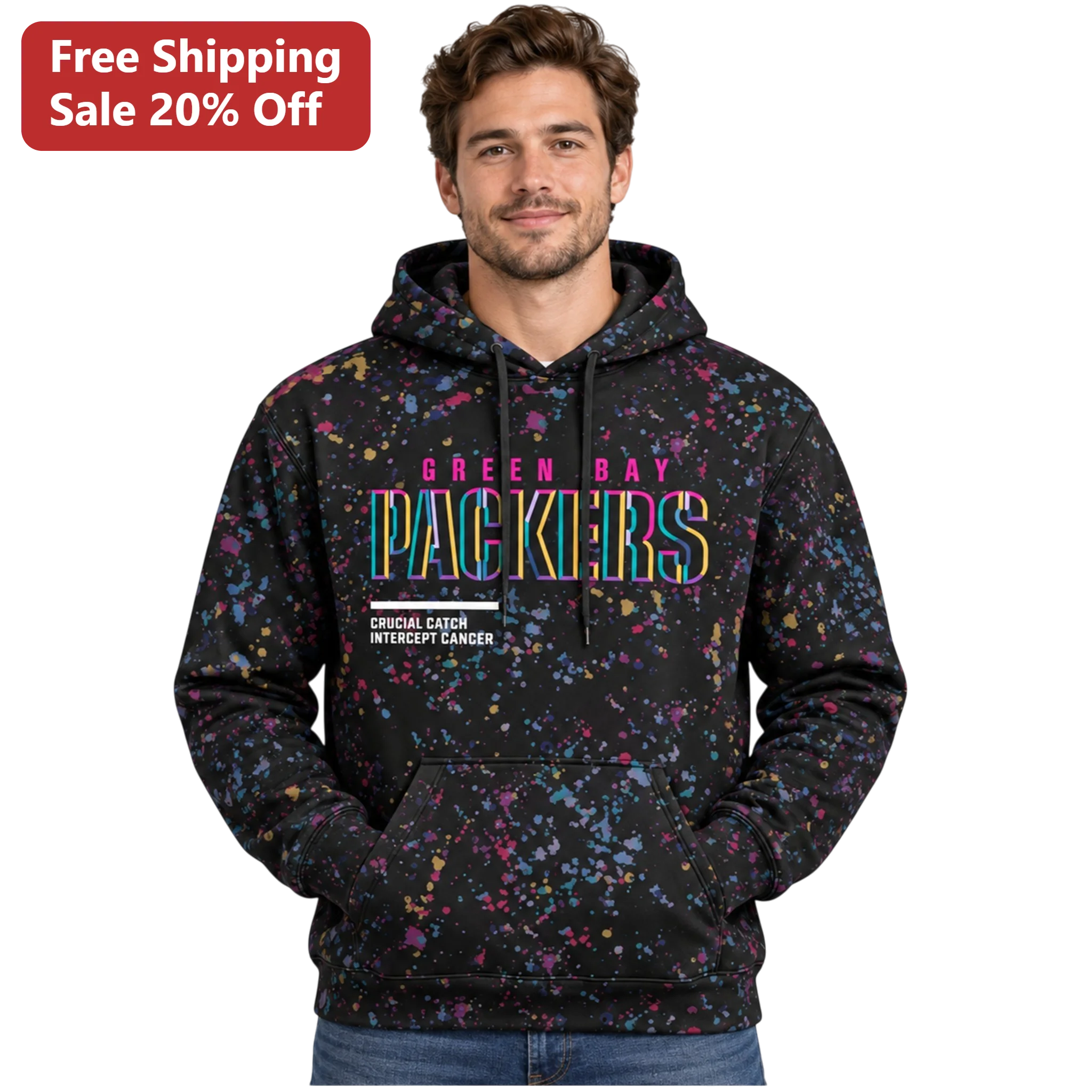 Green Bay Packers Crucial Catch Intercept Cancer Hoodie NFL Breast Cancer Awareness Fan Gear
