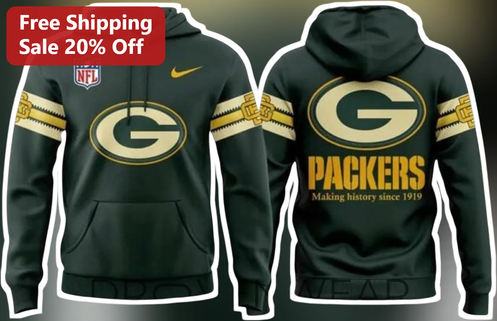 Green Bay Packers Making History Since 1919 Hoodie Vintage NFL Fan Gear