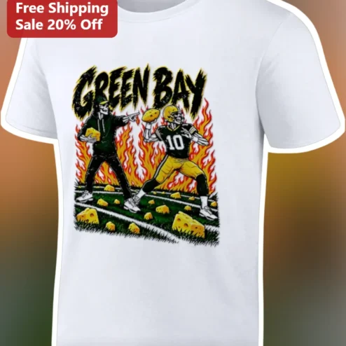 Green Bay Packers Skeleton Football Vintage Graphic Tee Game Day Shirt