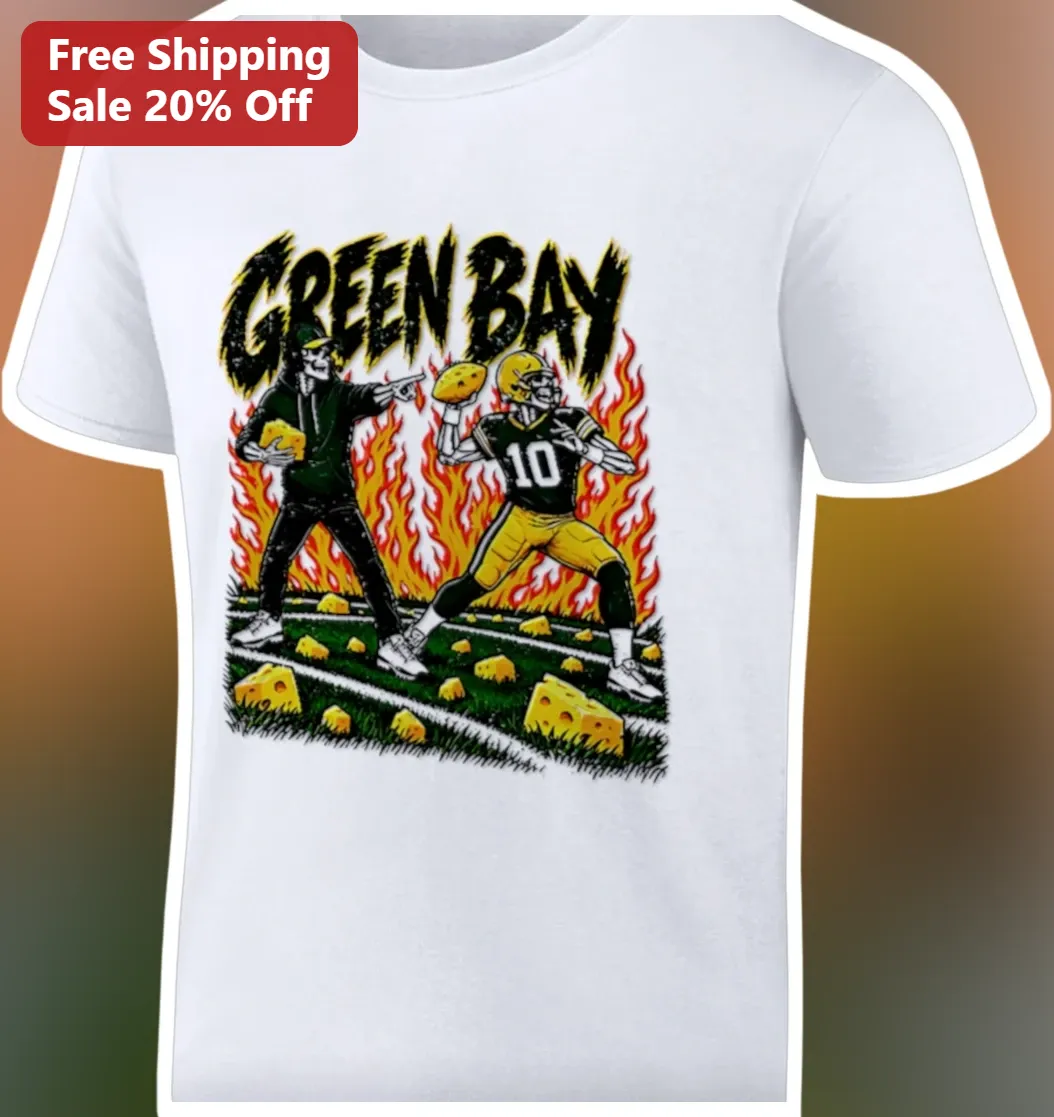 Green Bay Packers Skeleton Football Vintage Graphic Tee Game Day Shirt