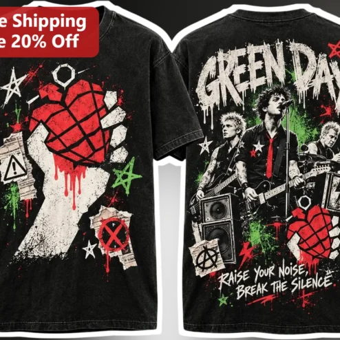 Green Day Raise Your Noise Break The Silence Punk Rock Graphic Tee