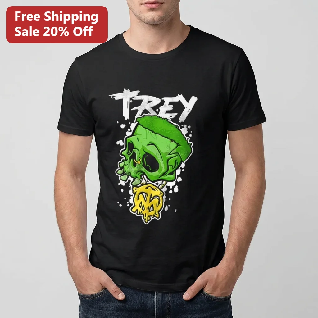 Green Skull Streetwear Graphic Tee Custom Name Hip Hop Urban Edgy Gift for Men