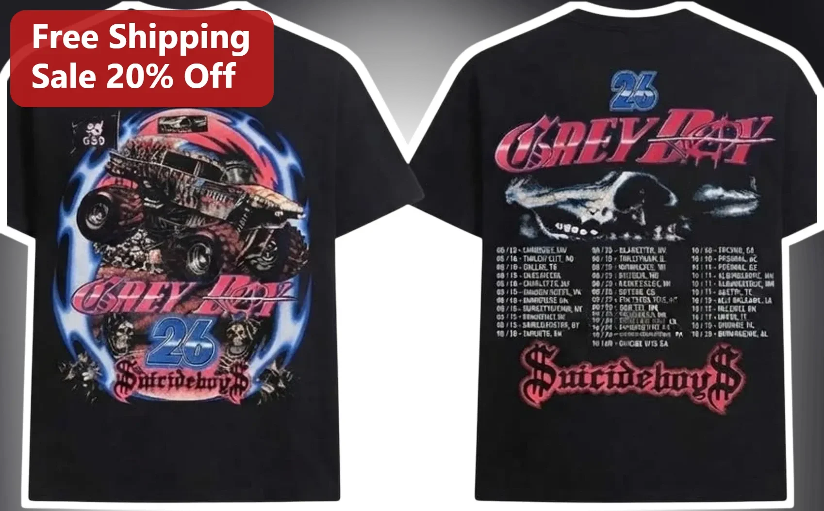 Grey Boy Suicideboys Tee $uicideboy$ G59 Underground Rap Merch
