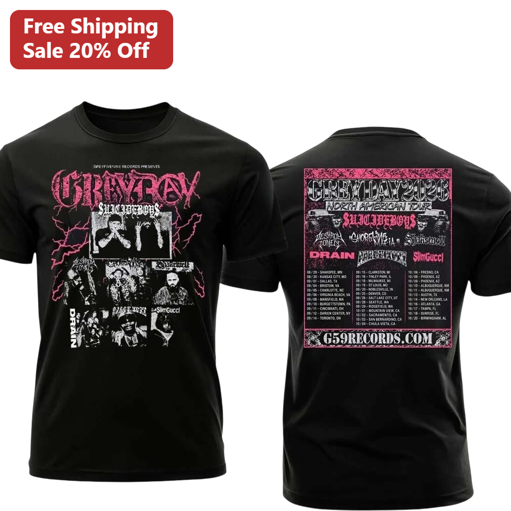 Greyday 2026 North American Tour Suicideboys Tee G59 Rap Concert Tour Merch Shirt