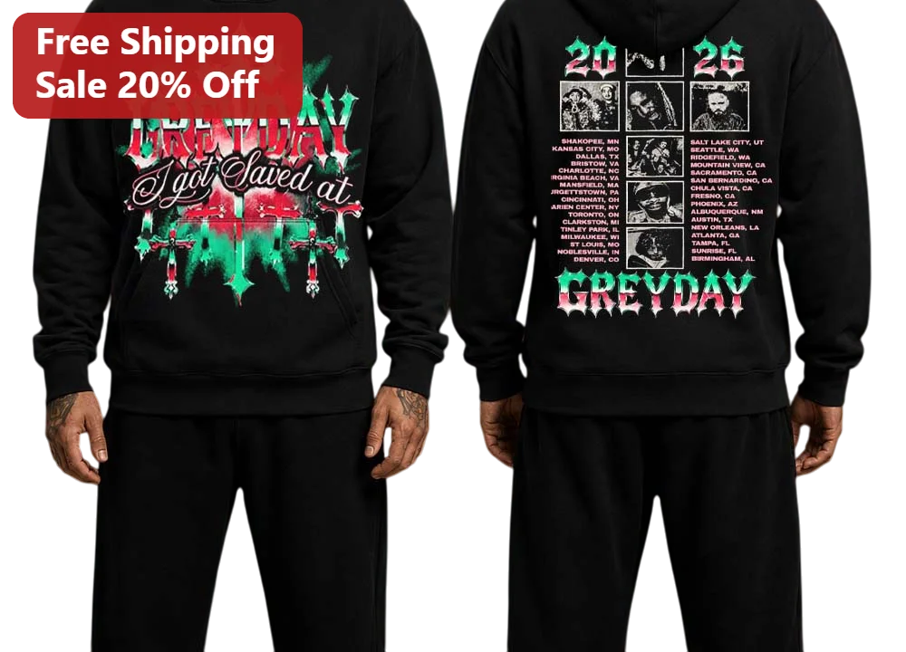 GREYDAY I Got Saved At Gothic Cross Hoodie Christian Rock Parody Merch