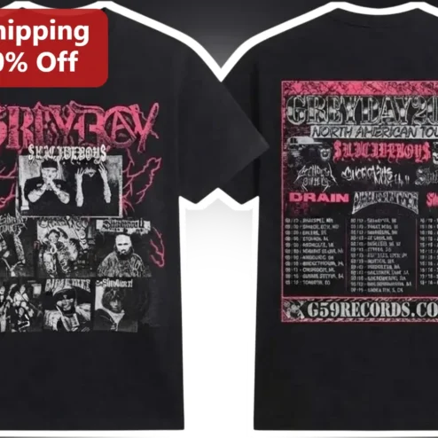 GREYDAY North American Tour Tee $uicideboy$ Trap Metal Graphic Shirt