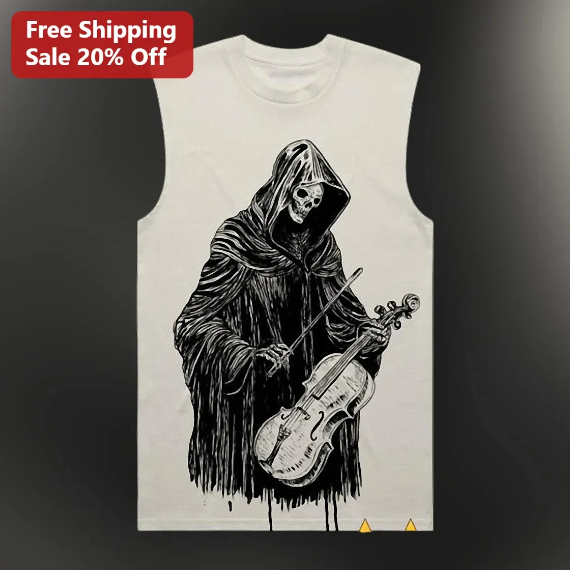Grim Reaper Muscle Shirt Gothic Violin Player Sleeveless Top for Men