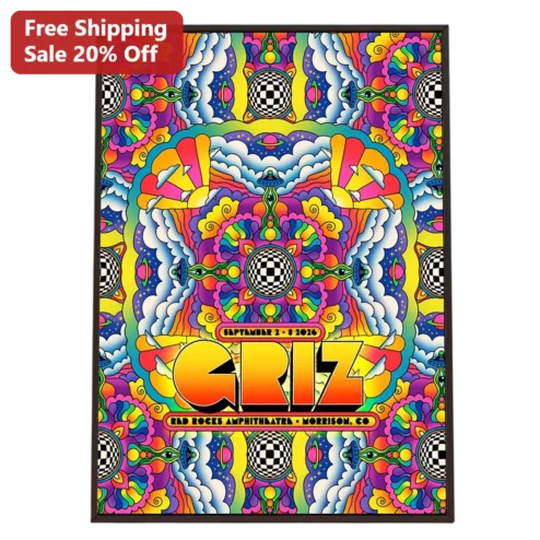 GRIZ Red Rocks Amphitheatre Morrison CO Poster Psychedelic Electronic Music Concert Art Print