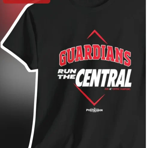Guardians Run The Central 2026 AL Central Champions Tee Cleveland Guardians Baseball Fan Apparel