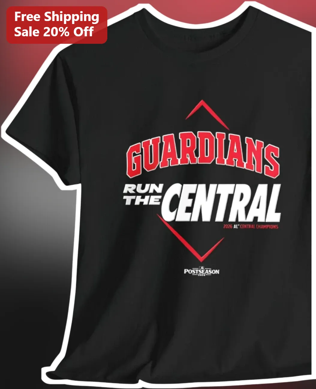 Guardians Run The Central 2026 AL Central Champions Tee Cleveland Guardians Baseball Fan Apparel