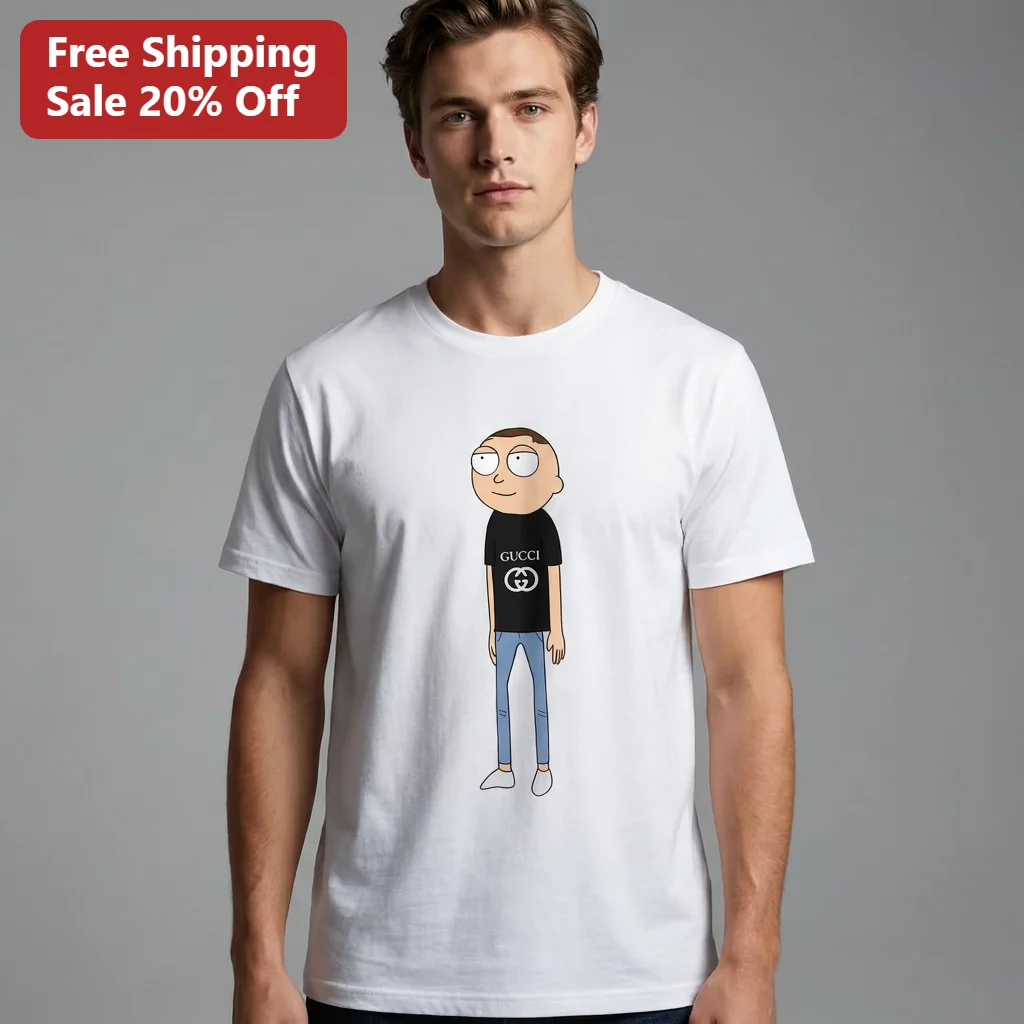 Gucci Tee Morty Smith Rick and Morty Parody Graphic T-Shirt for Men, Funny Cartoon Tee Gift