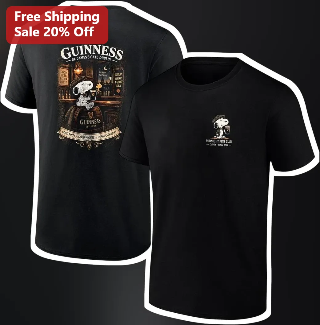 Guinness St James Gate Dublin Midnight Pint Club Snoopy Tee