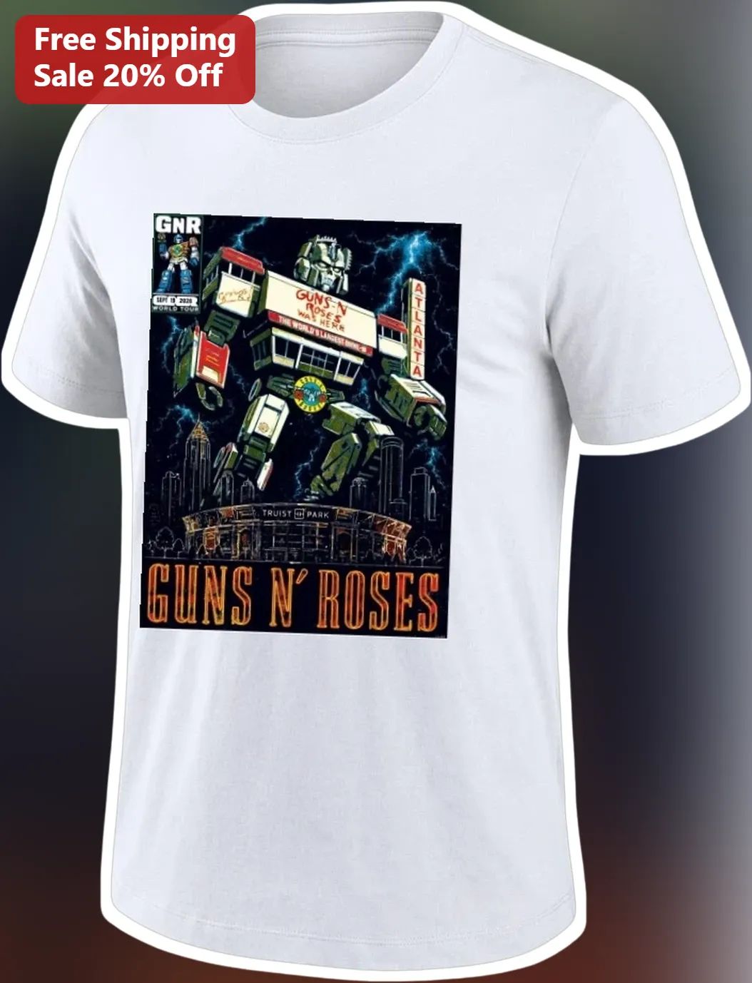 Guns N Roses Atlanta Tour Graphic Tee Rock Band Merch