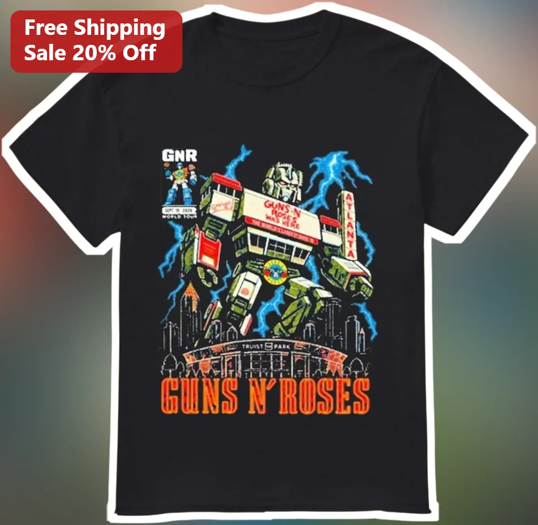 Guns N Roses Atlanta Tour Graphic Tee Rock Band Merch Gift