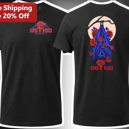 Guns N' Roses Gothic Rock Band Tee Black Cotton Graphic Shirt for Men Women