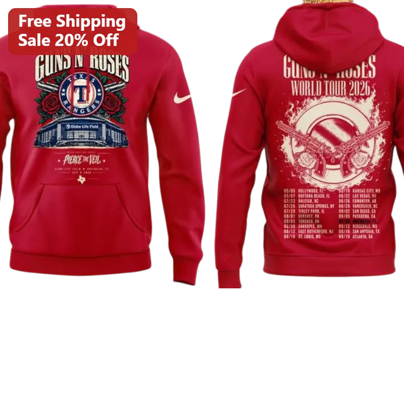 Guns N Roses Pierce The Veil World Tour 2026 Hoodie Rock Band Merch