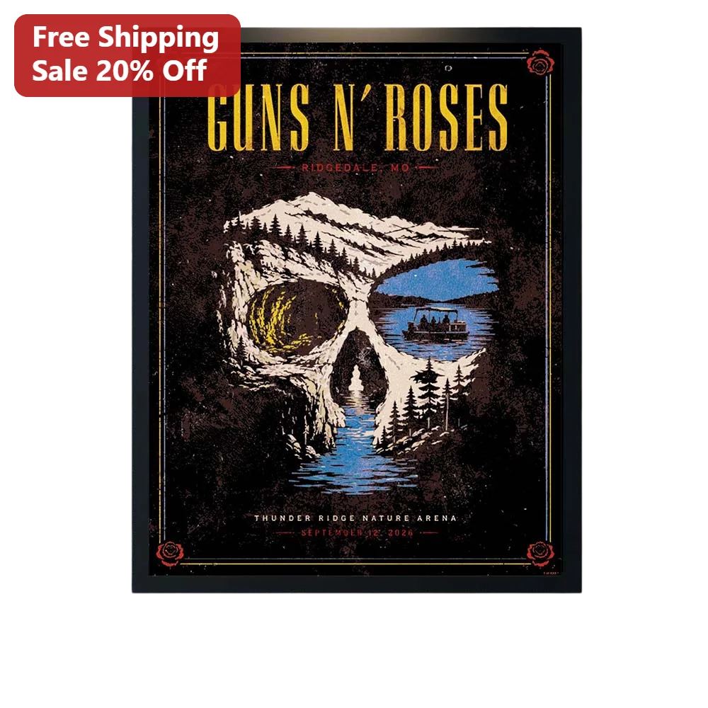 Guns N Roses Poster Vintage Rock Band Wall Art Skull Nature Landscape Print
